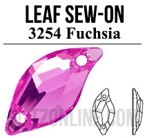 3254 Glitzstone Fuchsia Pink Sew On Leaf Rhinestones